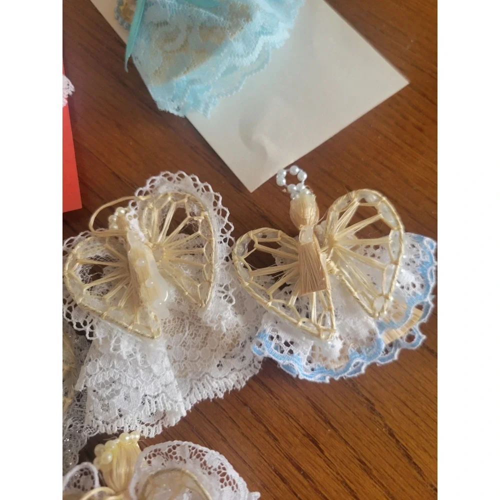 Handmade Praying Angel Pins Lace Dress jewelry Christmas Ornaments Lot of‎ 7